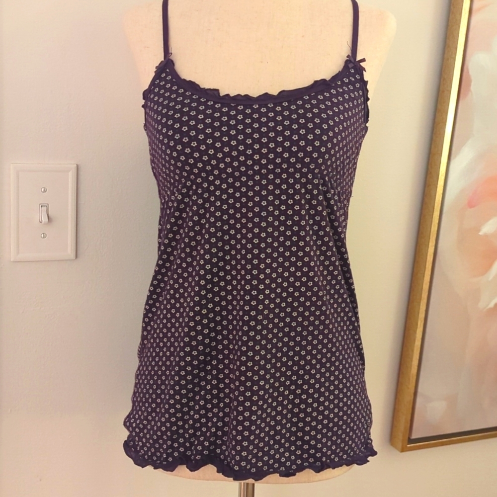 AEO Purple Flowery Tank Top, Size Small